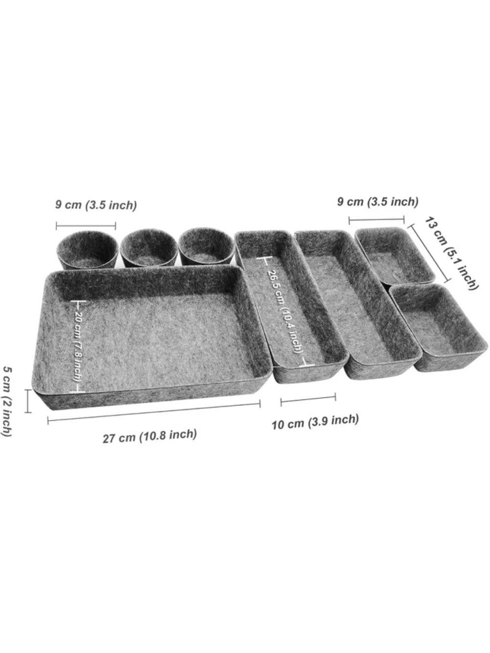 Pink & Gray Felt Drawer Organizers NEW 16 Pieces
